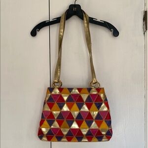 {Vintage} Colorful Geometric Patterned Shoulder Bag
